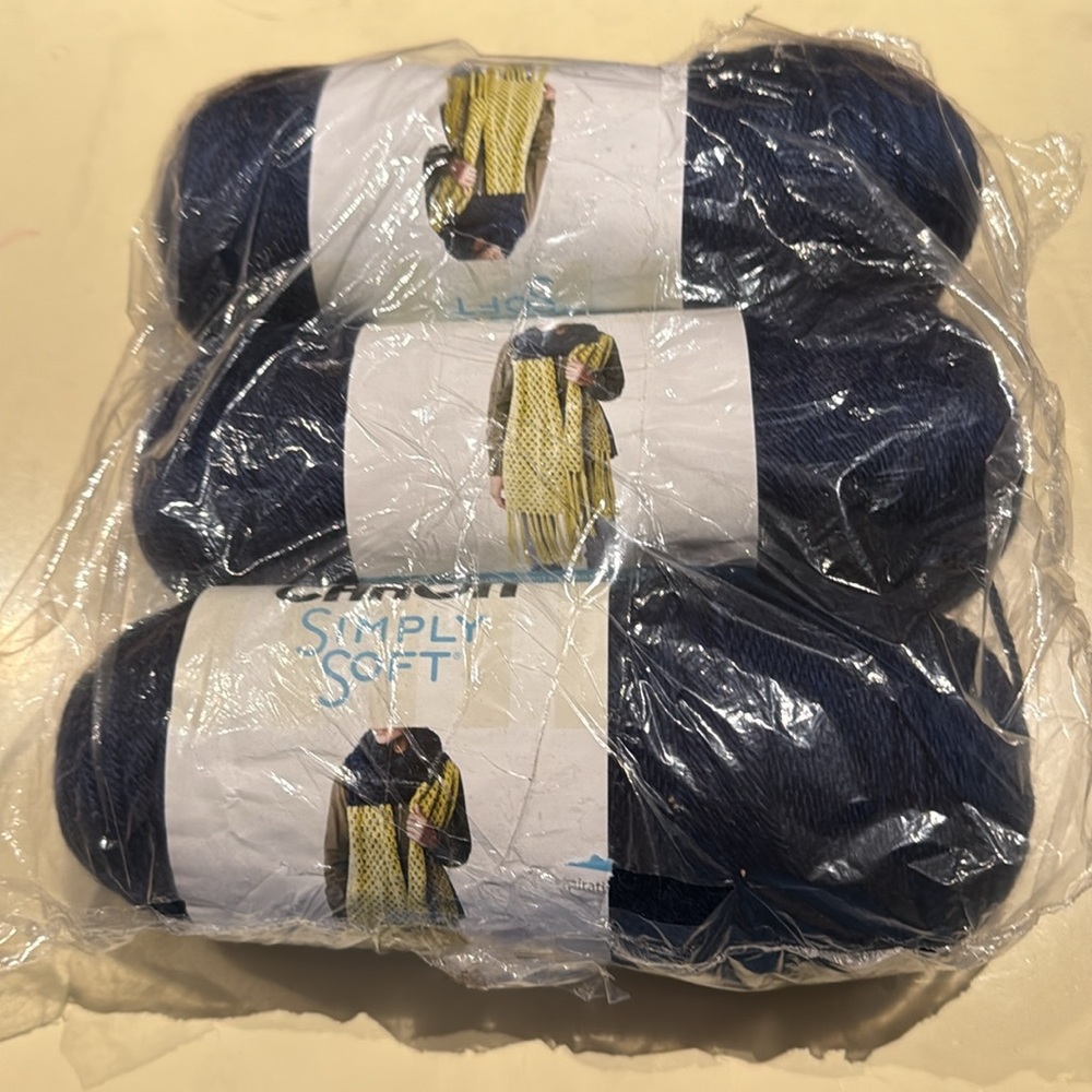 3 Skeins Yarnspirations Caron Simply Soft Dark Country Blue Yarn (9 available)